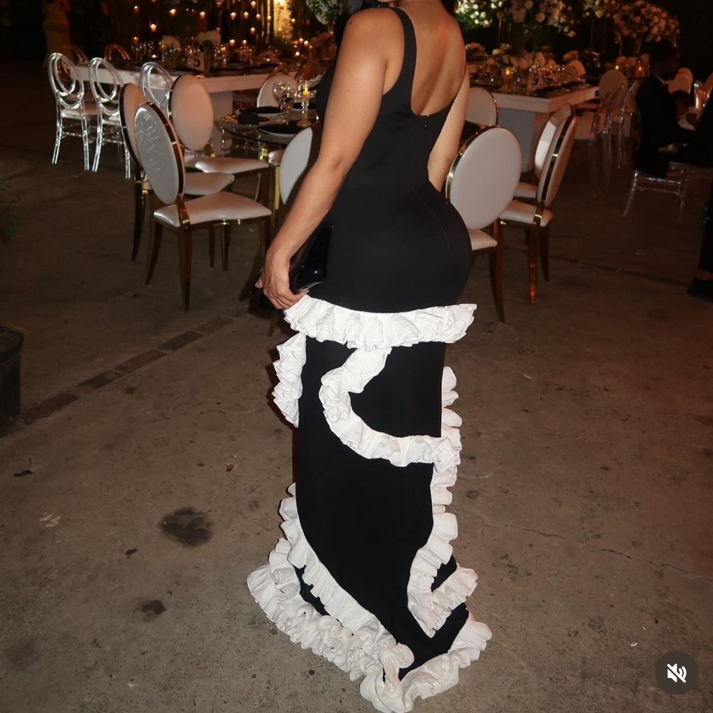 Black and white gown